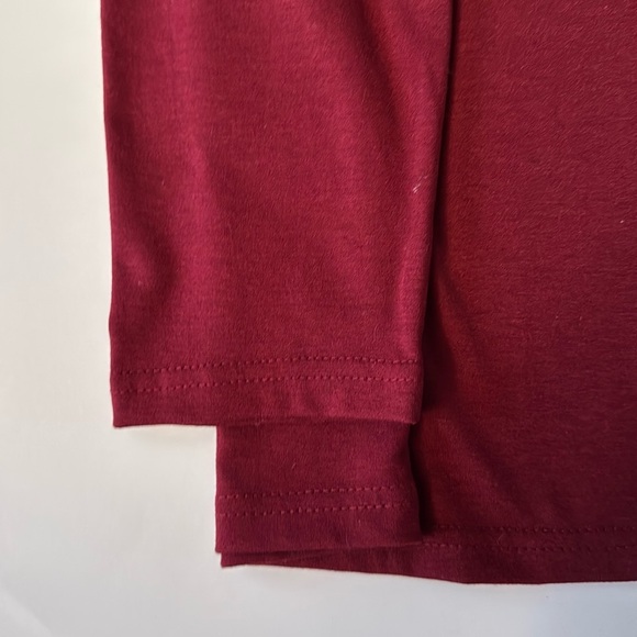 BEAUTIFUL Ruched Neck Burgandy Long Sleeve Top PMedium - Picture 5 of 8